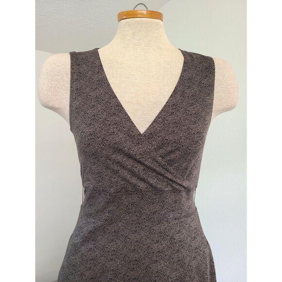 Toad & Co Brown Fairy Grunge Herringbone Wrap Dress XS Tie Stretch V Neck Casual - Picture 8 of 8